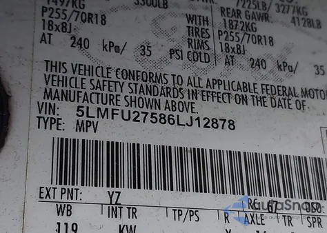 2006 Lincoln Navigator Luxury/Ultimate z USA, uszkodzony, nr VIN 5LMFU27586LJ12878